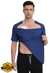 Mens Chemo Port Shirt Dual Side Zippers Dialysis Adaptive Clothing