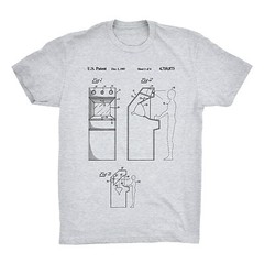 Arcade Game Patent Art T-Shirt. Video Game Gamer Shirt. Black, White or Gray NEW