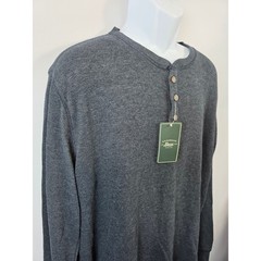 NEW ~ GH Bass Mens XXL Henley Shirt Long Sleeve Waffle Knit Gray 2XL NWT