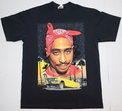 TUPAC SHAKUR T-shirt 2Pac Paisley Lowrider Urban Streetwear Men’s Tee Black New