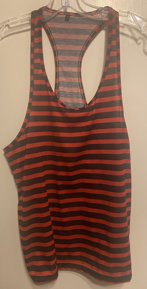 Unbranded Men’s Tank Top Red / Navy Blue Stripes Racerback Size Small NWOT