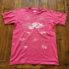 Vintage Cape May Shirt Mens Large Pink Shell Beach Graphic Hanes Tee T-Shirt USA