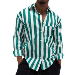 Men’s Stripes Shirt Casual Slim Shirts Long Sleeve Button Down Tops Blouse