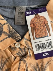 Hurley Men’s Orange & Blue Flamingo & Palm Tree Print Shirt 2XL Med NEW E0136