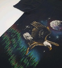 Vintage 90s Eagle Nature Scenic Art Wrap Around Print T Shirt Dallas USA Rare