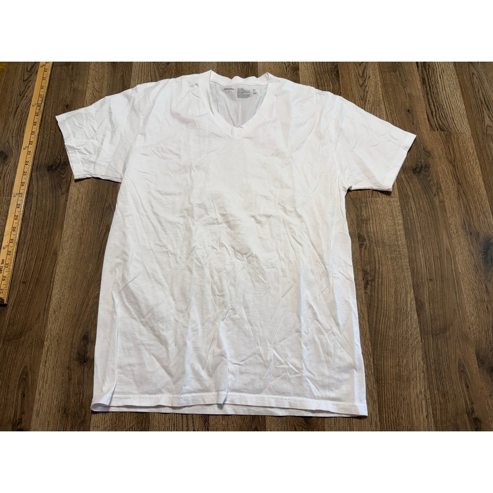 Nordstrom V-Neck T-Shirt Mens Large White Adult Supima Cotton Short Sleeve