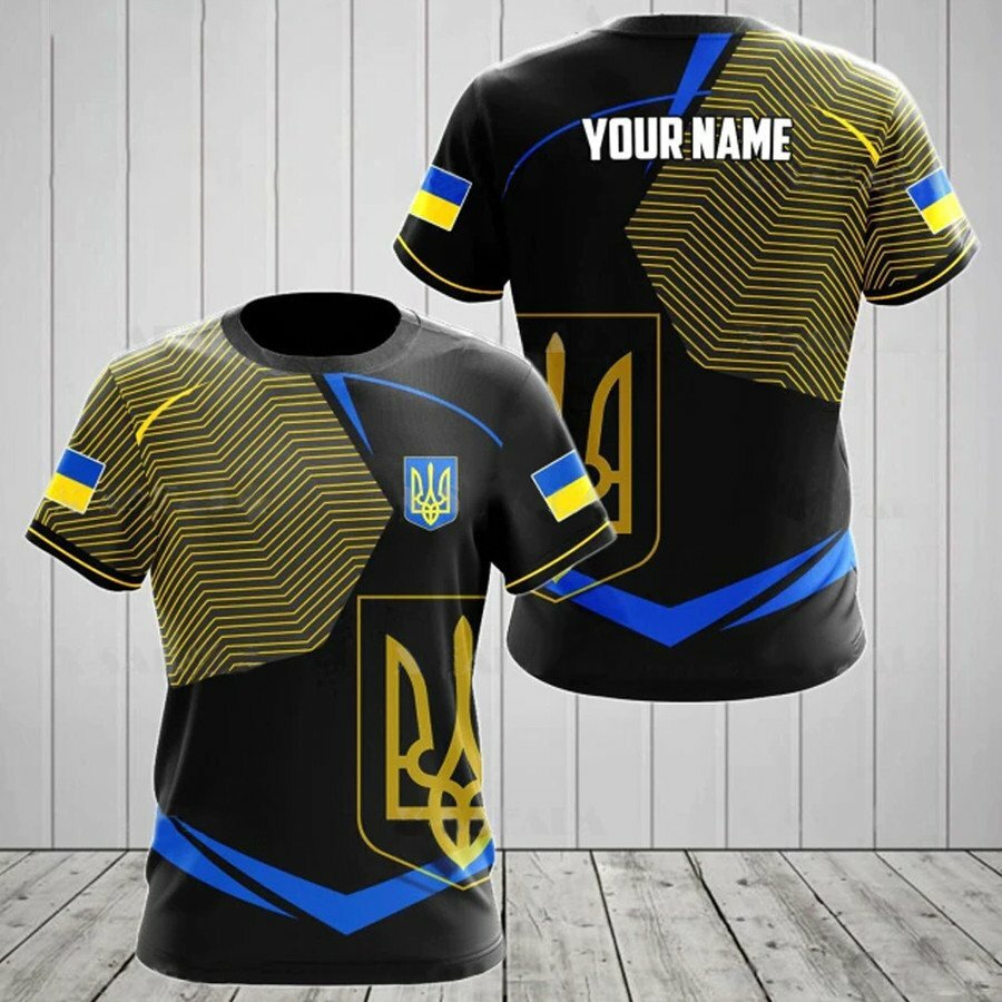 Personalized Ukraine T-Shirt Ukraine Flag With Trident Symbol Ukrainian Shirt