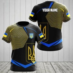 Personalized Ukraine T-Shirt Ukraine Flag With Trident Symbol Ukrainian Shirt