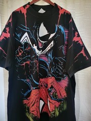 VENOM SPIDERMAN ON A SHAKA HEAVYWEIGHT GARMET DYED T SHIRT Jumbo Print “MODERN”