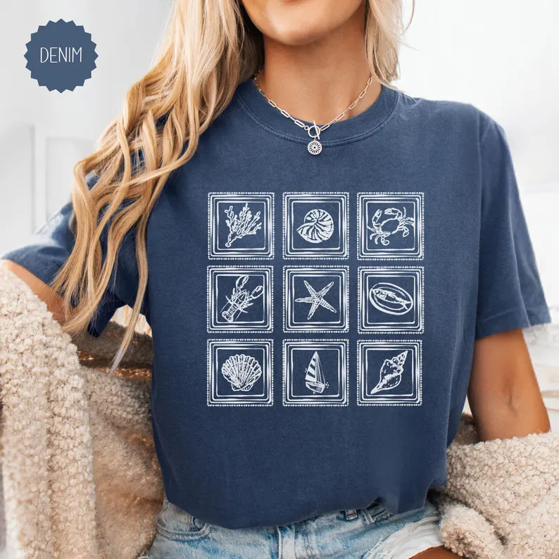 Sea Life Stamps Comfort Tee Summer Beach Ocean Animal