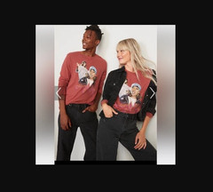 Unisex Old Navy Mary J Blige Graphic T-Shirt Long Sleeve MEDIUM Cherry Birch NEW