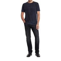 John Varvatos Men’s Gould Peace Sign Spray Wash Crew Cotton T-Shirt Oiled Blue S