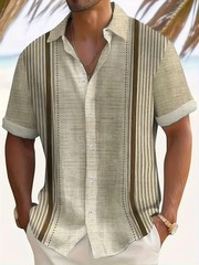 Men’s Casual Short Sleeve Guayabera Cuban Beach Wedding Button-Up Dress Shirt
