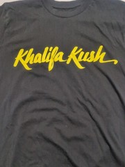 Wiz Khalifia KUSH Shirt Black Yellow Lettering Graphic Print Soft Weedsize Med