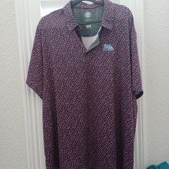 Flag & Anthem Madeflex Perf Golf Polo Shirt Red Blue Stars Men’s 3XL PGA WEST