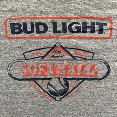 Vintage 80s 90s JERZEES Bud Light Softball Sports T-Shirt XL Single Stitch USA