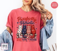 Patriotic Cat Vintage Retro Shirt USA 250th Anniversary Kitten Cat Lover Gift