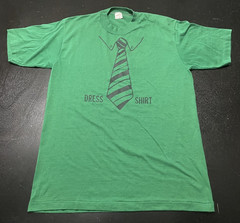 Vintage 80s Dress Shirt Tie Novelty T-Shirt, Green, Size: XL (Fits Modern S/M)