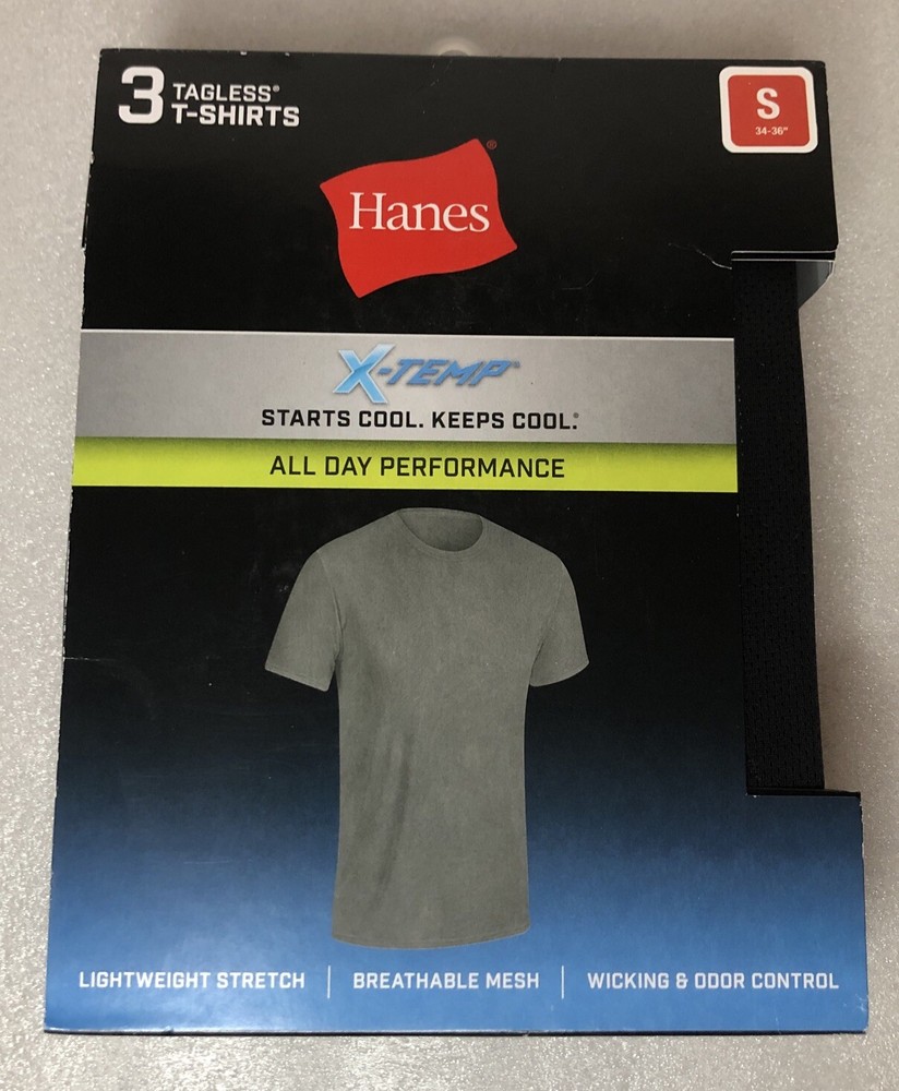 Hanes X-Temp Men’s All Day Performance T-Shirts 2 Black 1 Gray 3 Pack Small NEW