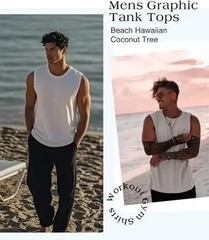 Men’s Tank Tops Sleeveless Quick Dry Polyester Solid Color Summer Beach Sports