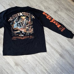 Hot Leather Bike Week Daytona Beach FL 2025 Black Long Sleeve Graphic Shirt Larg