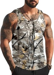 Mens Graphic Tank Tops Sleeveless Muscle Shirts Beach Palm Tree Hawaiian Gym Wor
