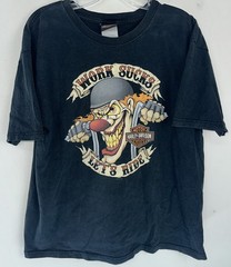 2012 Harley-Davidson Work Sucks Let’s Ride Clown Tee Denver Colorado Size Large