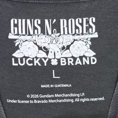 LUCKY BRAND Guns n Roses Mens Large Black Skull Casual Music Rock 80s Metal NWT