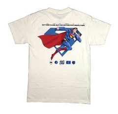 Superman Mens T-Short – Lapel Logo Running Pose Back I Look Upon My Powers