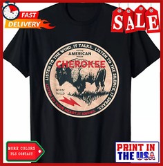 Cherokee Native American Indian Born Freedom Wild Buffalo T-Shirt, Unisex Tees