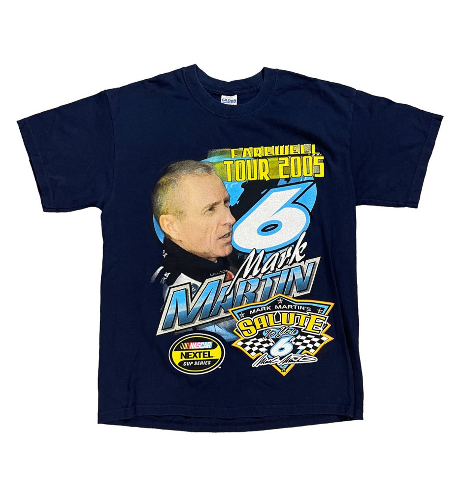 Vintage Y2K All Over NASCAR Mark Martin Farewell Tour Gildan Heavyweight Tee L