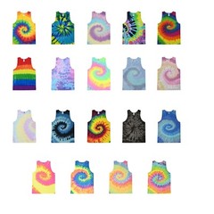 Multi-Color Tie Dye Tank Tops Sleeveless T-Shirts Adult Large 100% Cotton