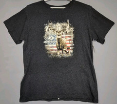 Mossy Oak by Staghorn Creek Mens L Gray Buck Deer Graphic Hunting Sports NWOT
