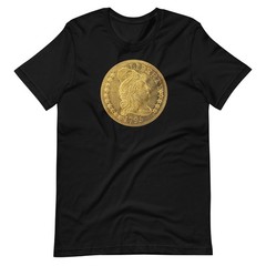 Liberty Gold Coin T-Shirt — 1795 Early U.S. Coin Collector Gift — Black/White