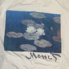 Vintage 90s Claude Monet Water Lillies Art Print T Shirt Large SStitch