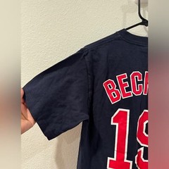 Beckett 19 Red Sox Dark Navy Blue Red Unofficial Baseball T-Shirt Shirt Size M