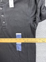 George Shirt Mens XS Black Long Sleeve Thermal Henley Stretch Knit