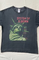 Vintage 2004 System of a Down Sad Statue of Liberty Faded Black T-shirt Sz L