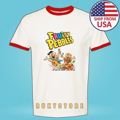 Fruity Pebbles Cereals Men’s Ringer Red Size S-3XL
