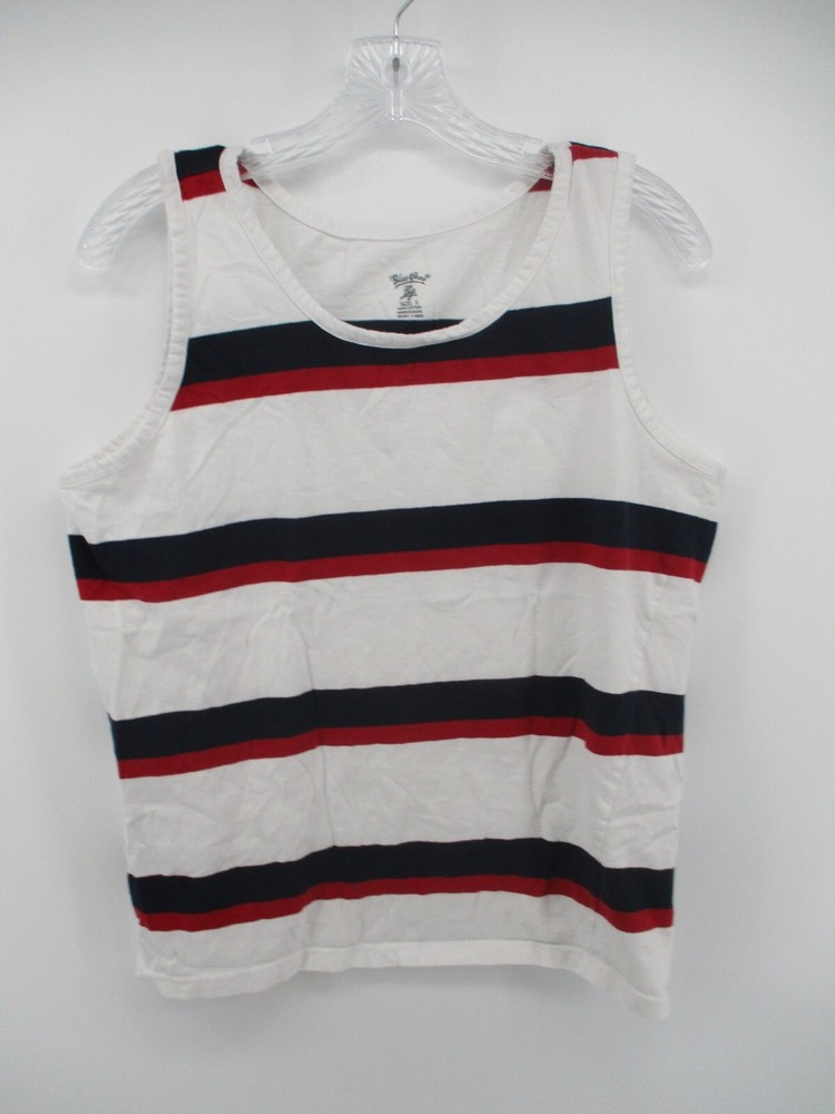 Blue Gear Small Sleeveless Scoop Neck Striped Tank 100% Cotton