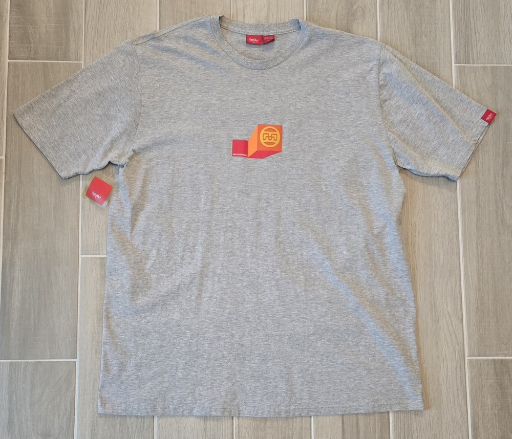 NWT Vintage Mossimo T Shirt Mens XL Graphic Print Gray Skater Y2K Double-Sided