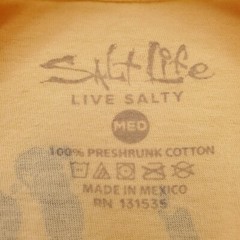 Salt Life Shirt Mens Medium Yellow Blue Crab Brew Beer Outdoor Beach