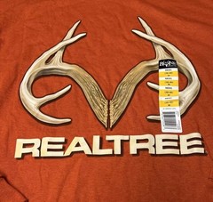 REALTREE Long Sleeve T-Shirt Bone Collector Camo Logo Dark Orange Mens M (38-40)