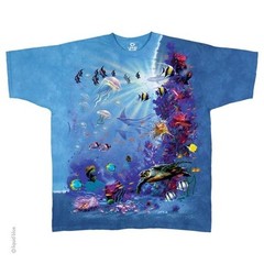 AQUATIC-TROPICAL REEF-FISH-TURTLES-TIE DYE T-SHIRT M-L-XL-XXL