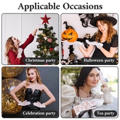 Gjinxi White Lace Gloves for Women Lace Floral Opera Tea Party Glove Short Vi…