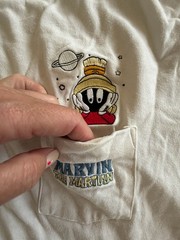 Vintage 1999 Warner Bros Marvin the Martian Embroidered Pocket T-Shirt