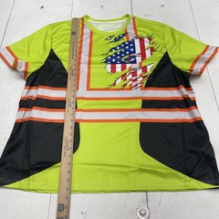 OUFISUN Shirt Mens 4XL Yellow American Flag Hi Vis Safety Tee Graphic Patriotic