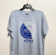 Athens Greece Parthenon T-shirt Men’s Xl Blue Heather Light Weight 100% Cotton