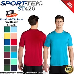 Sport-Tek Mens Short Sleeve Posi UV Protection Crew Neck Stylish T-Shirt ST420