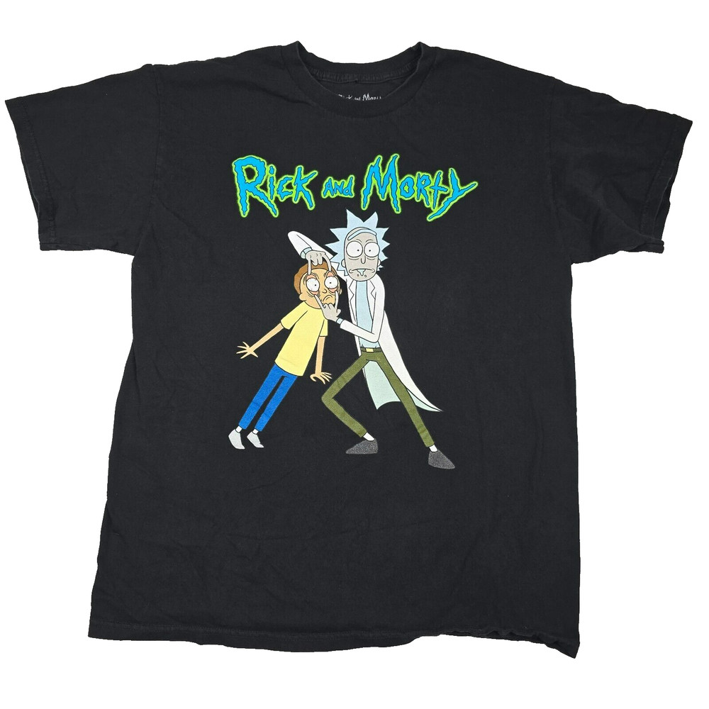 Rick and Morty Holding Eyes Open Adult Swim Ripple Junction Men’s Large Shirt
